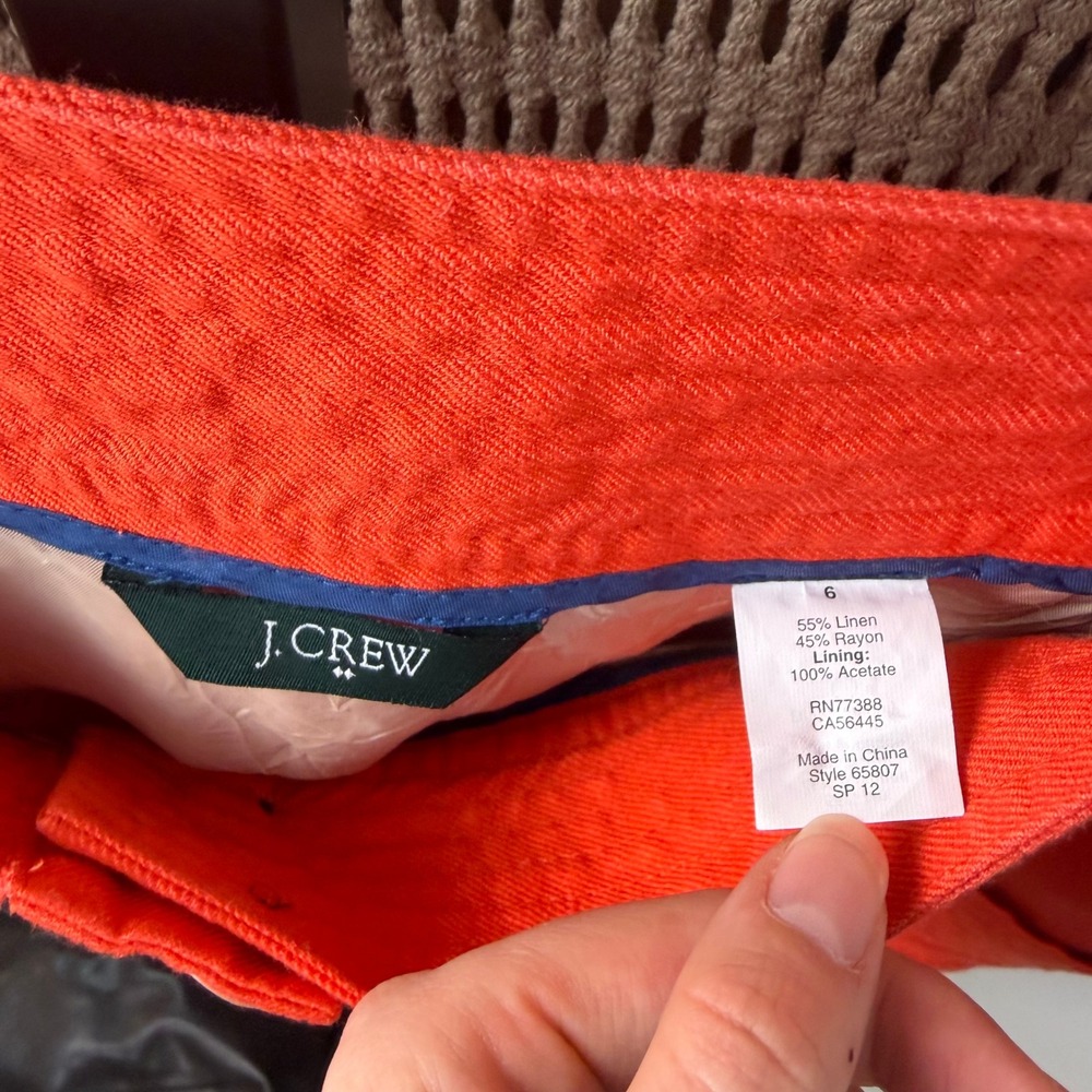 J. Crew Factory Orange Linen Blend Button Front Skirt Casual Preppy Size 6 - Picture 7 of 7